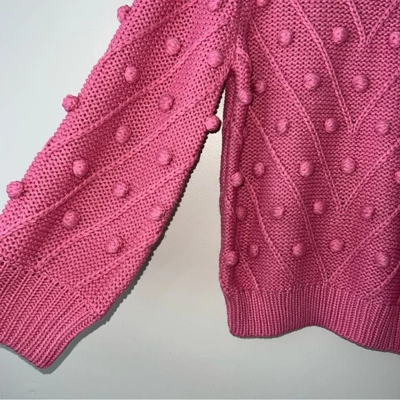 NEW Hyacinth House TUCKERNUCK Punchy Pink Pom Pom Lainey Sweater Women's Medium - Picture 2 of 10